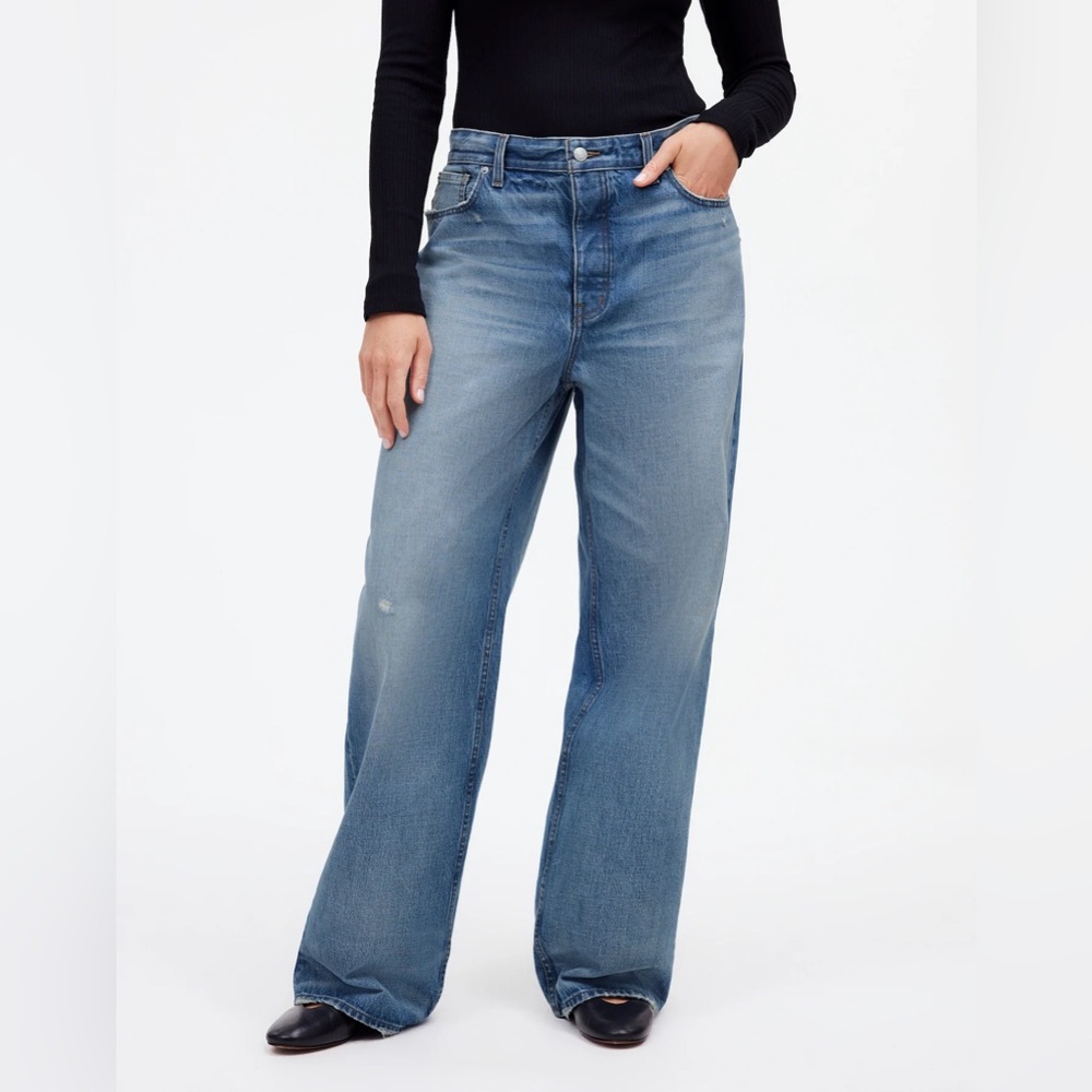 Madewell Low Slung Baggy Light Blue Wide-Leg Jeans